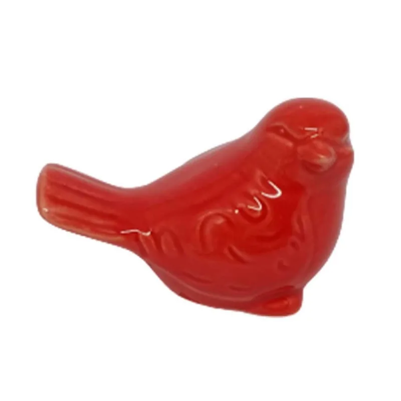 Pássaro Decorativo 6cm em Porcelana Interponte-Vermelho