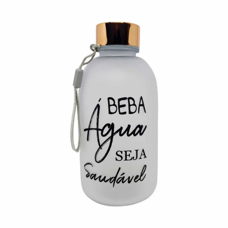 Garrafa C/Frases Motivacionais 600ml em Plástico Interponte-Beba agua seja saudável