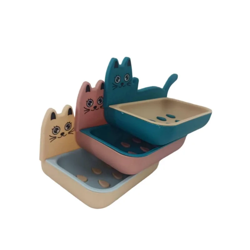 1 Saboneteira De Plástico Com Suporte Gato Color