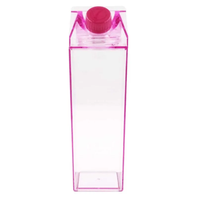 Garrafa Quadrada 1L em Plástico Interponte-Rosa