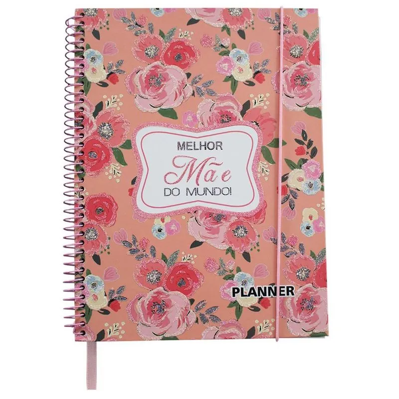 Planner Caderno Rosa Anual Dia Das Mães Feminino 80 Páginas