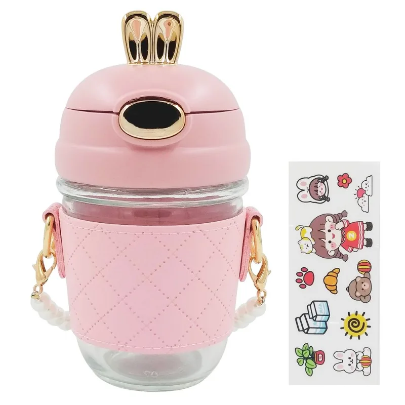 Copo C/ Tampa + Alça 350ml em Vidro Interponte-Rosa