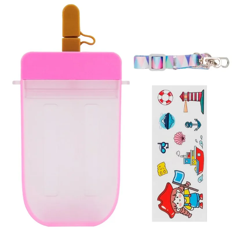 Garrafa Picolé 300ml em Plástico Interponte-Rosa