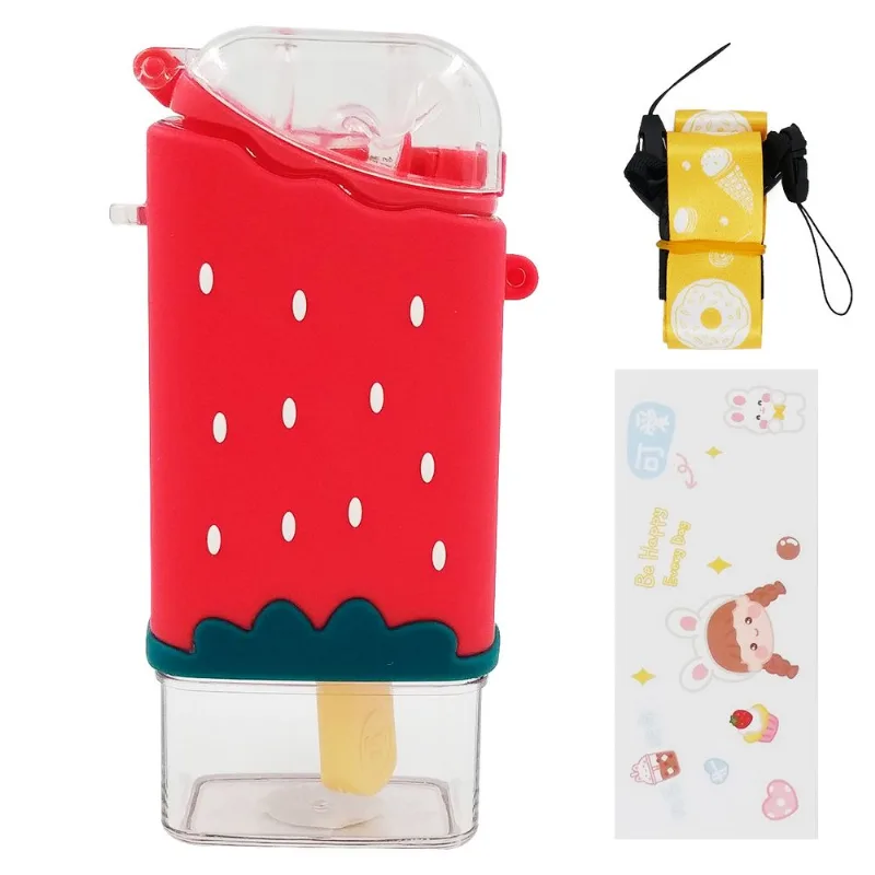 Garrafa Picolé 240ml em Plástico InterPonte-Vermelho Morango