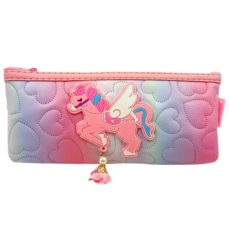 Estojo Unicórnio 21,5x9,5cm em Poliéster Interponte-Rosa