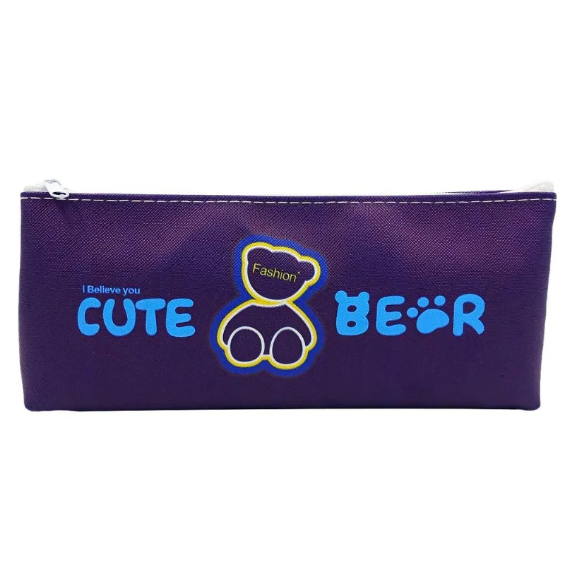 Estojo Porta Objetos Ursinho 22x9cm em PVC Interponte-Roxo
