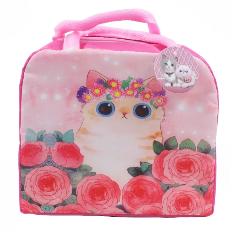 Bolsa Térmica Gatinhos C/ Alça 22x18,5cm em Poliéster Interponte-Pink