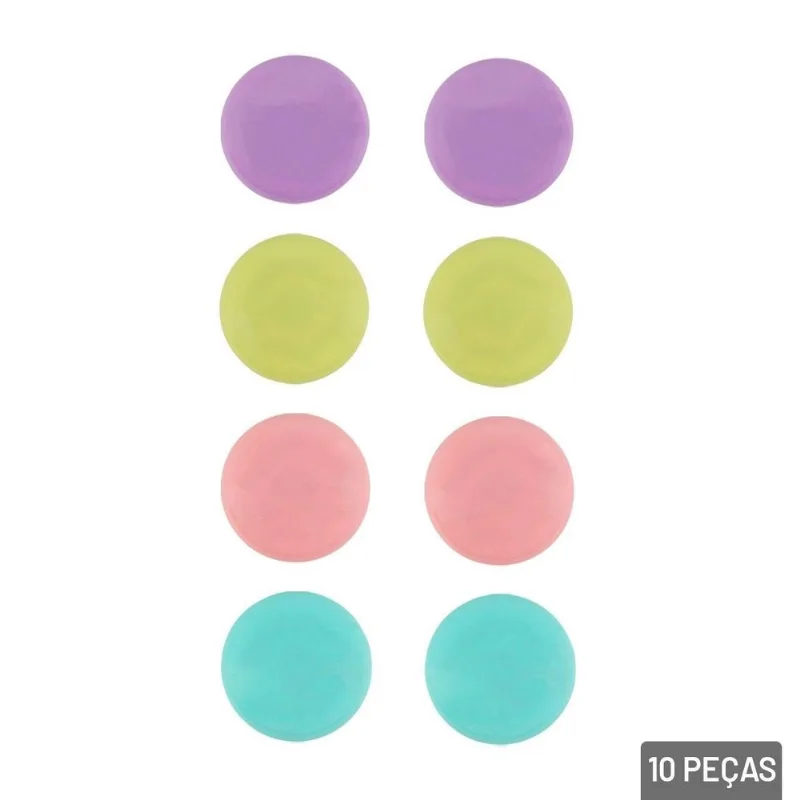 Imã Decorativo 10 Peças 3cm Redondo Color - Tudo Em Caixa