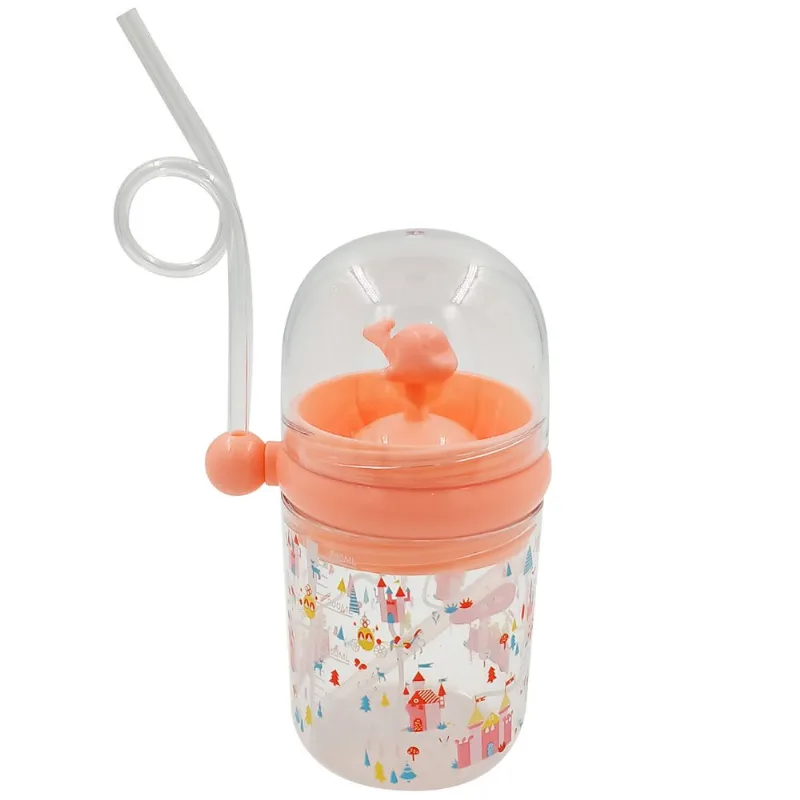 Garrafa Infantil C/ Canudo 260ml em Plástico Interponte-Rosa
