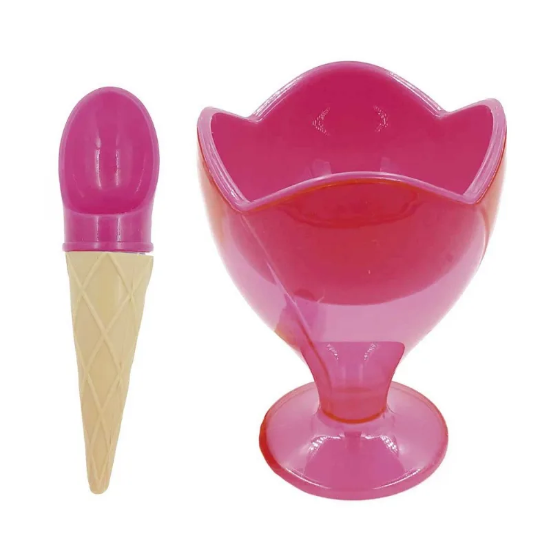 Taça P/ Sobremesa C/ Colher 2 Peças em Plástico Interponte-Pink