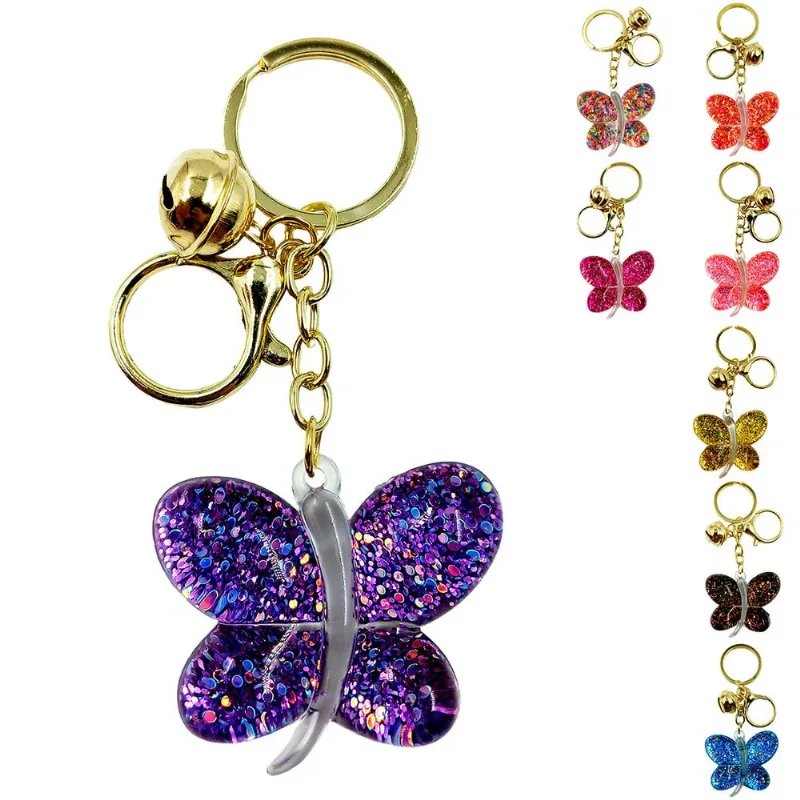 Chaveiro Borboleta C/ Guizo 10,5cm em Metal Interponte
