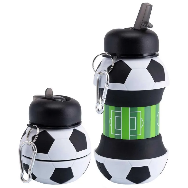 Garrafa Dobrável Bola de Futebol 550ml em Plástico Interponte -Branco