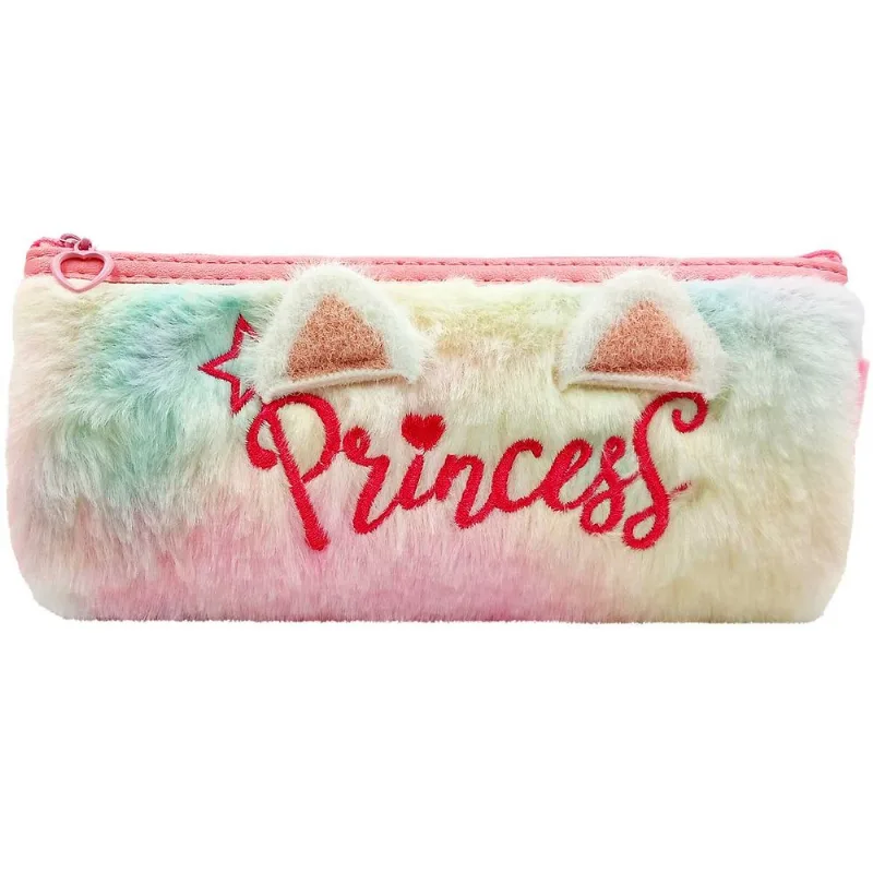 Estojo de Pelúcia Princess 21x9,5cm em Poliéster Interponte-Rosa