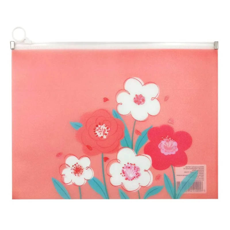 Pasta Arquivo Floral A4 em Plástico Interponte-Rosa Escuro