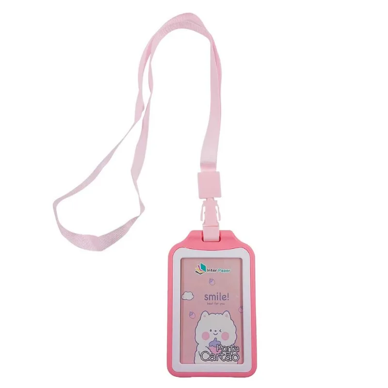 Porta Cartão C/ Alça 11x7cm em Plástico Interponte-Rosa