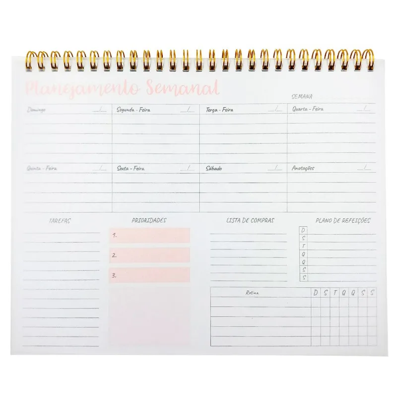 Planner de Anotações 24x19cm em Papel Interponte-Rosa