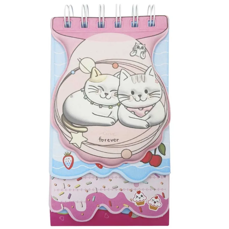 Bloco De Notas Gatinhos 84 Folhas 16x9cm em Papel Interponte-Modelo 1
