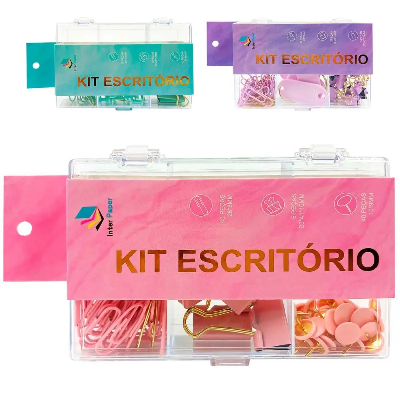 Kit Escritório 3 Peças Em Plástico/ Metal Interponte SORTIDOS