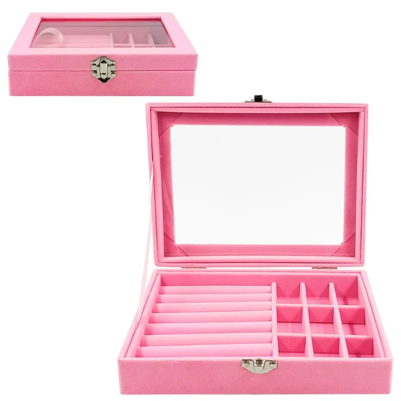 Organizador Porta Jóias 20x15cm em MDF Interponte-Rosa