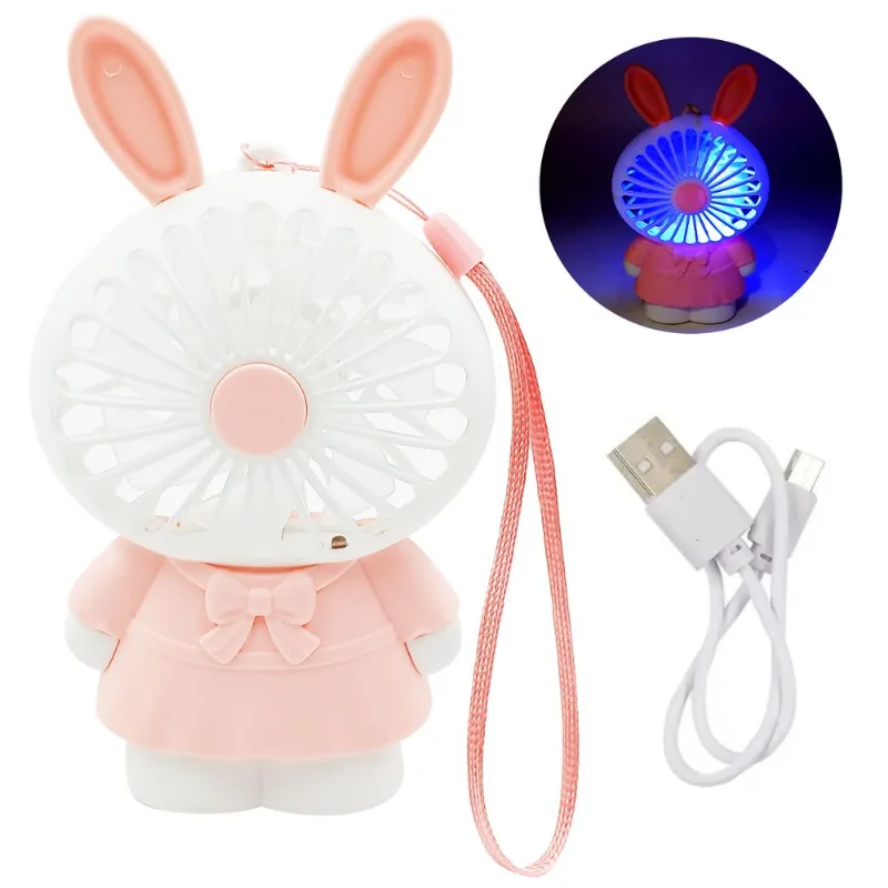 Mini Ventilador Portátil Coelho 15,5x9cm Em Plástico Interponte-Rosa