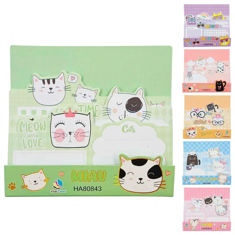 Bloco De Anotação Autoadesivo Gatinho 14,5x11cm Em Papel Interponte