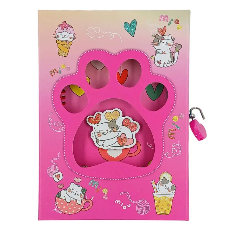 Diário Gatinho C/ Cadeado 60 Folhas Inter Ponte - Pink