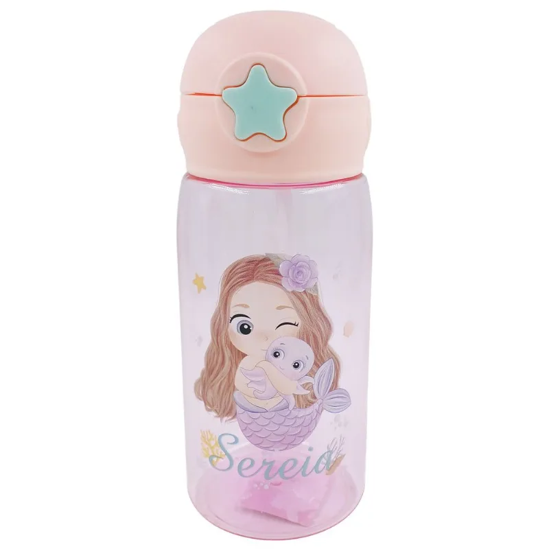 Garrafa Infantil C/ Canudo 550ml em Plástico Interponte-Rosa