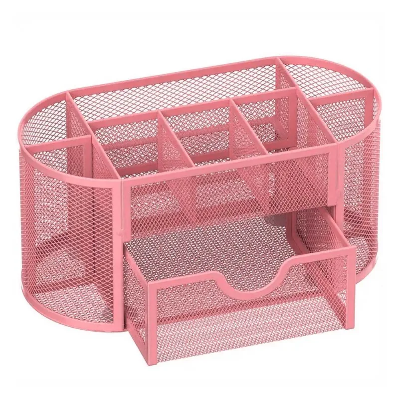 Organizador P/ Mesa Escritório 10,5x22cm em Metal Interponte-Rosa