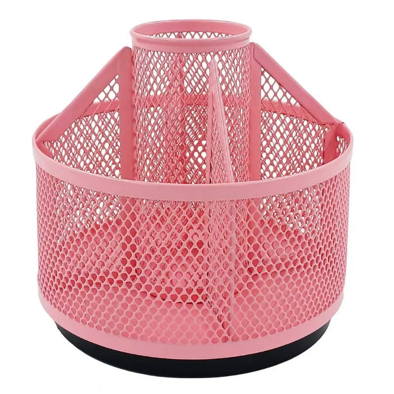 Organizador P/ Mesa Escritório 12x13cm em Metal Interponte-Rosa