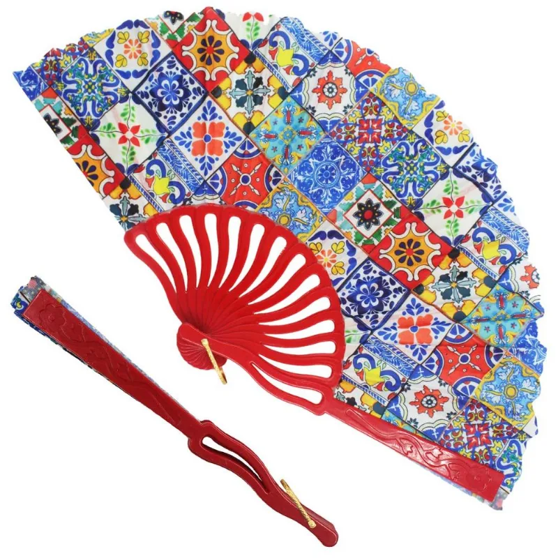 Leque Estampado 24cm em Plástico Interponte-Vermelho