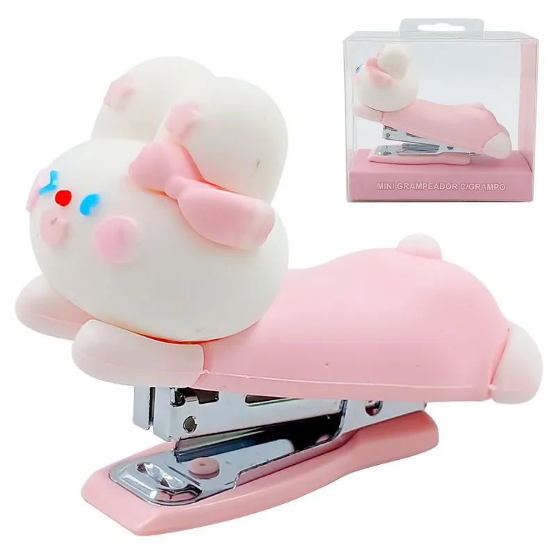 Mini Grampeador Coelho C/ Grampos 9x6cm em Plástico Interponte