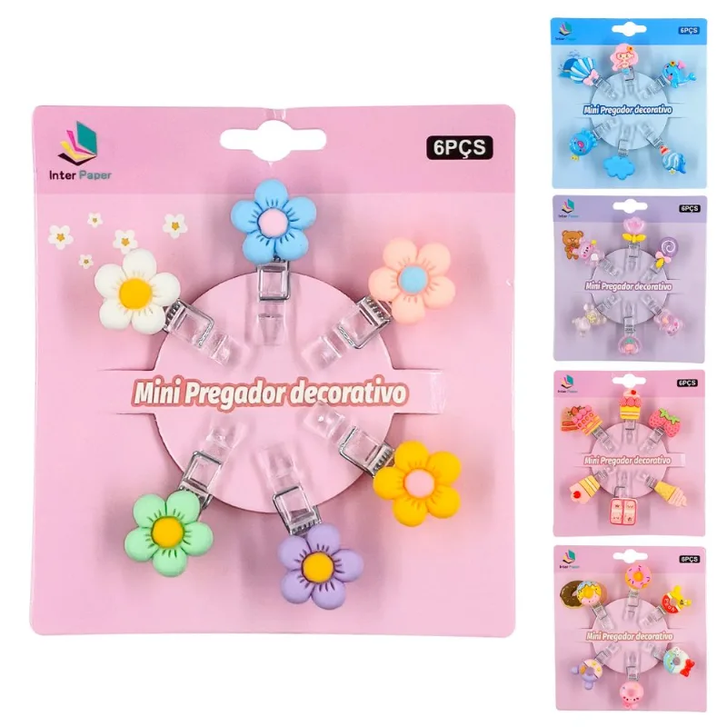 Jogo de Mini Pregadores Decorativos 6 Peças em Plástico Interponte