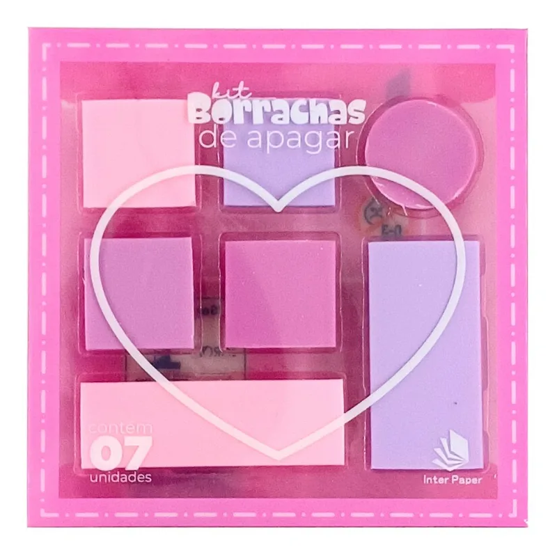 Jogo de Borrachas 7 Peças em Borracha Interponte-Rosa