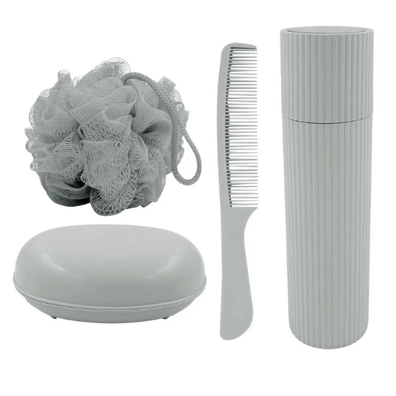 Kit Viagem C/ Nécessaire 5 Peças em Plástico Interponte-Cinza