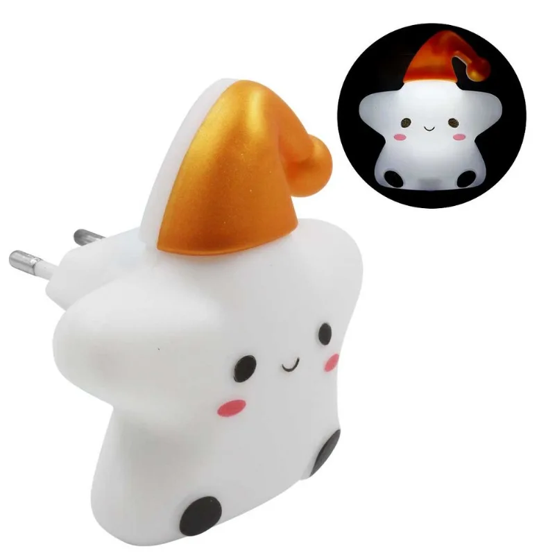 Luminária Infantil Estrela C/ LED 7,5x8,5cm em Plástico Interponte-Branco