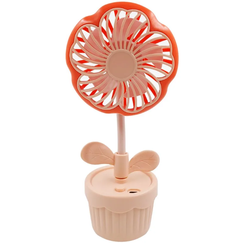 Mini Ventilador Flor Portátil 19cm em Plástico Interponte-Rosa