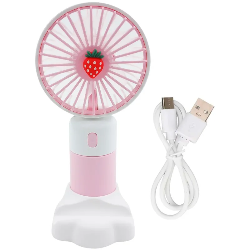 Mini Ventilador Portátil C/ Suporte 15,5cm em Plástico Interponte-Rosa
