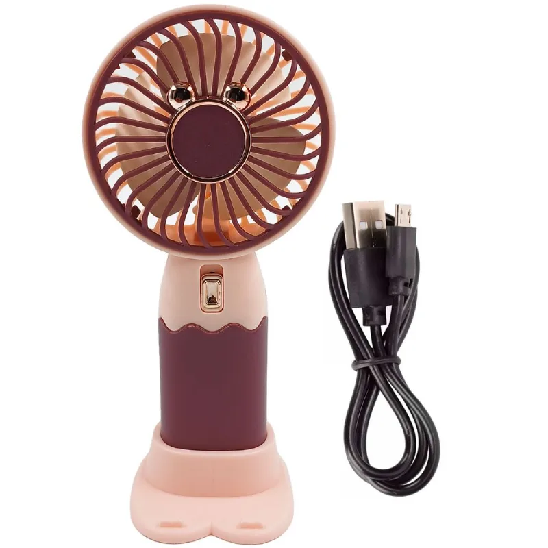 Mini Ventilador Portátil C/ Suporte 15,5cm em Plástico Interponte-Rosa