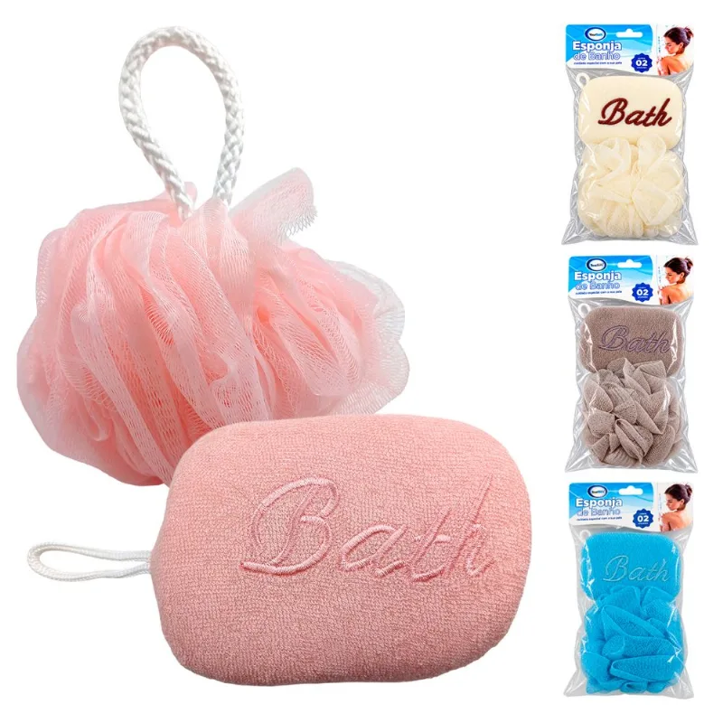 Kit Esponja Banho 2 Peças 25cm em Plastico Interponte