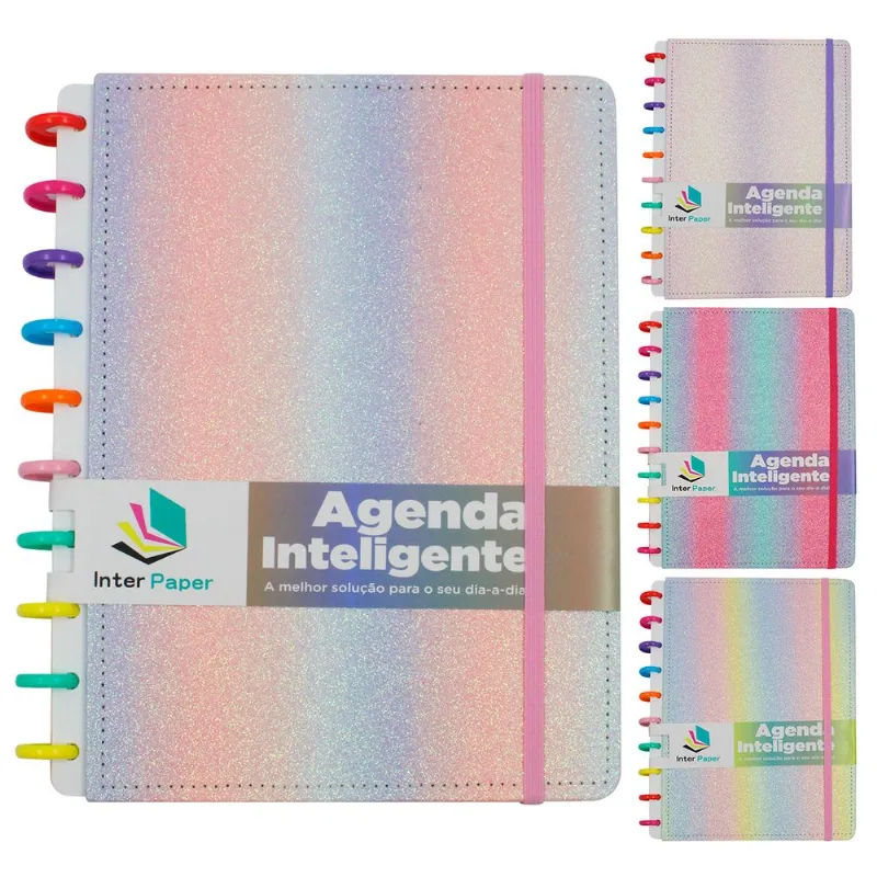 Agenda Inteligente Glitter C/ Divisórias 20x26cm em Papel Interponte SORTIDOS