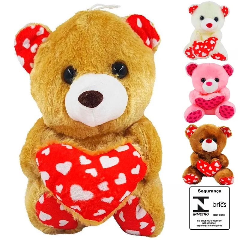 Urso de Pelúcia Amor 20cm em Poliéster Interponte