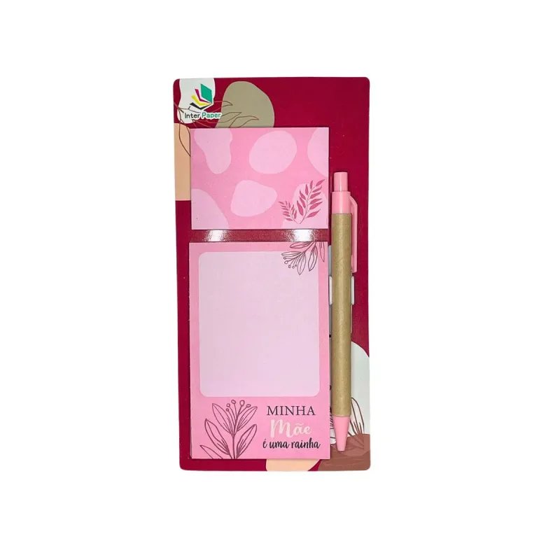 Bloco de Anotacao Inter Paper Magnetico Amor de Mae Autoadesivo Papel 2 Blocos com 40 Folhas