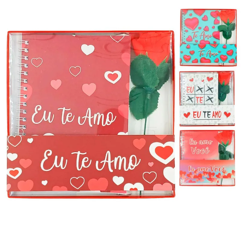Bloco de Anotação Amor C/ Flor 16,8x11,8cm em Papel Interponte-Modelos sortidos
