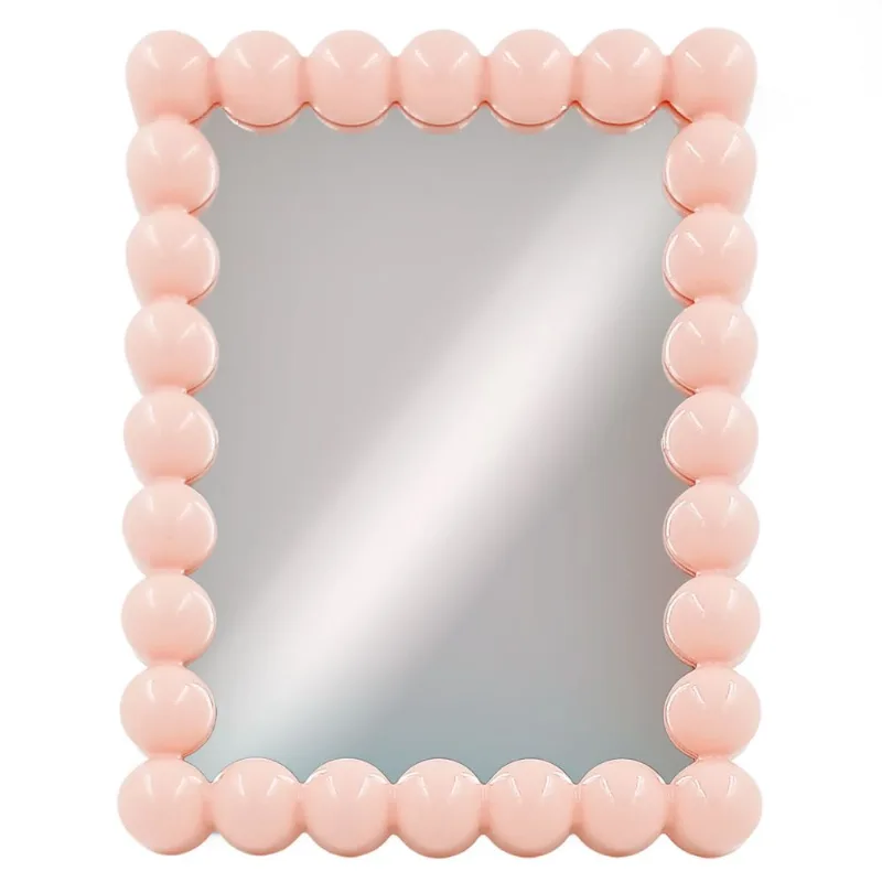 Espelho de Mesa Círculos 13x17,5cm em Plástico Interponte-Rosa