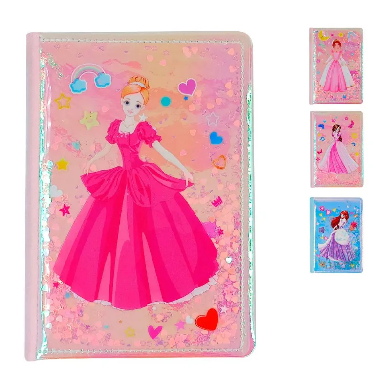 Caderno de Anotação Princesa 13,6x20,4cm em Papel Interponte-Modelos sortidos