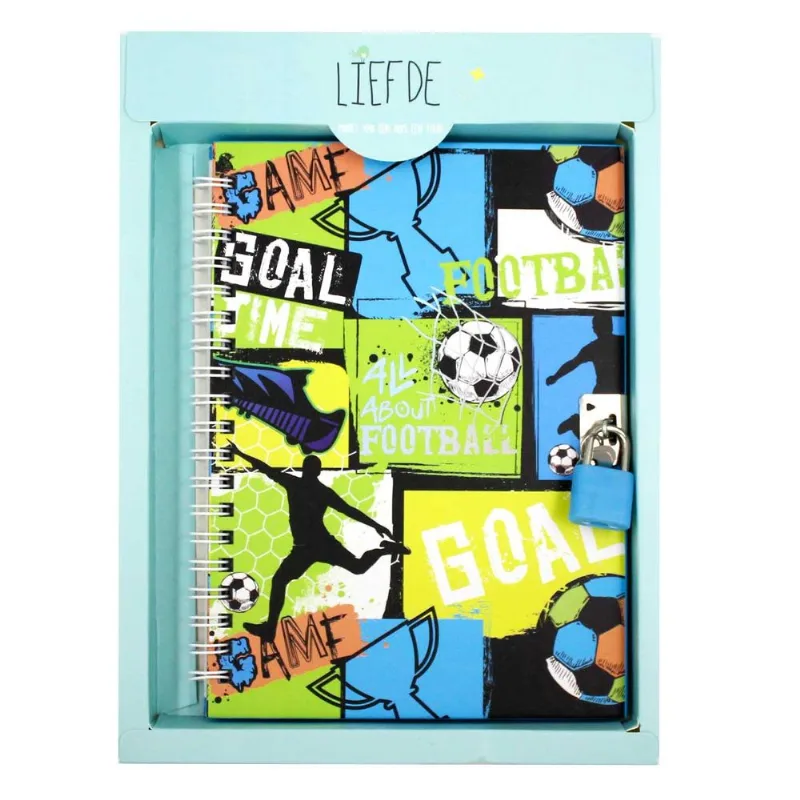 Diário Futebol C/ Cadeado 17,4x11,2cm em Papel Interponte-Modelo 1