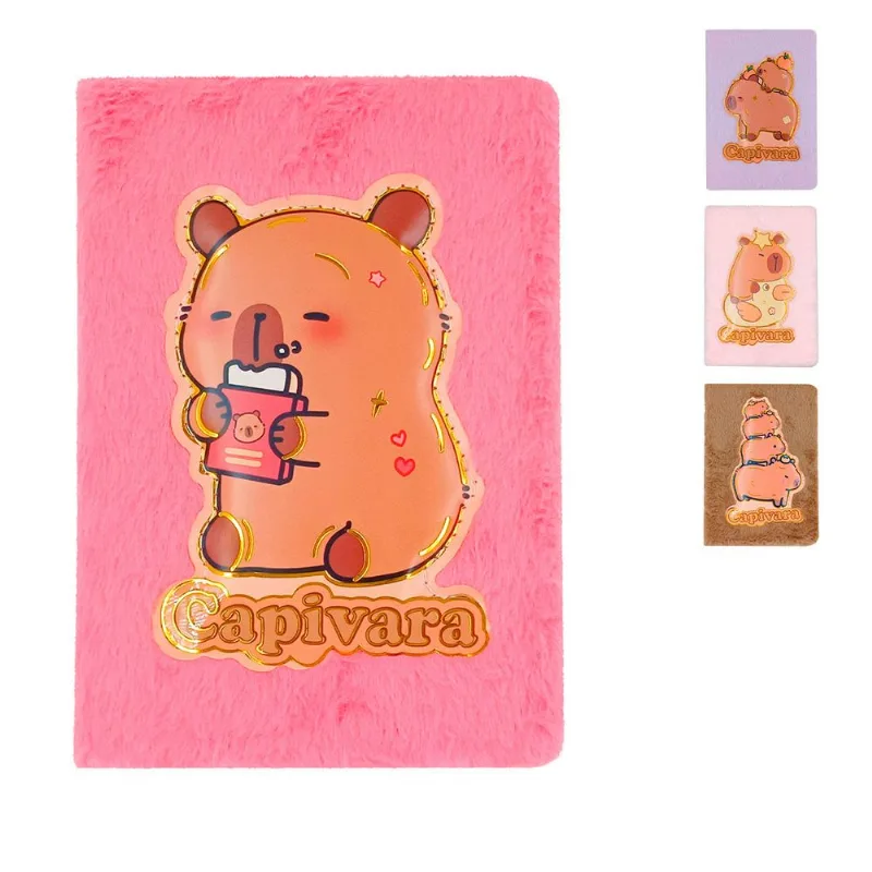 Caderno de Pelúcia Capivara 13,8x20,3cm em Papel Interponte-modelos sortidos