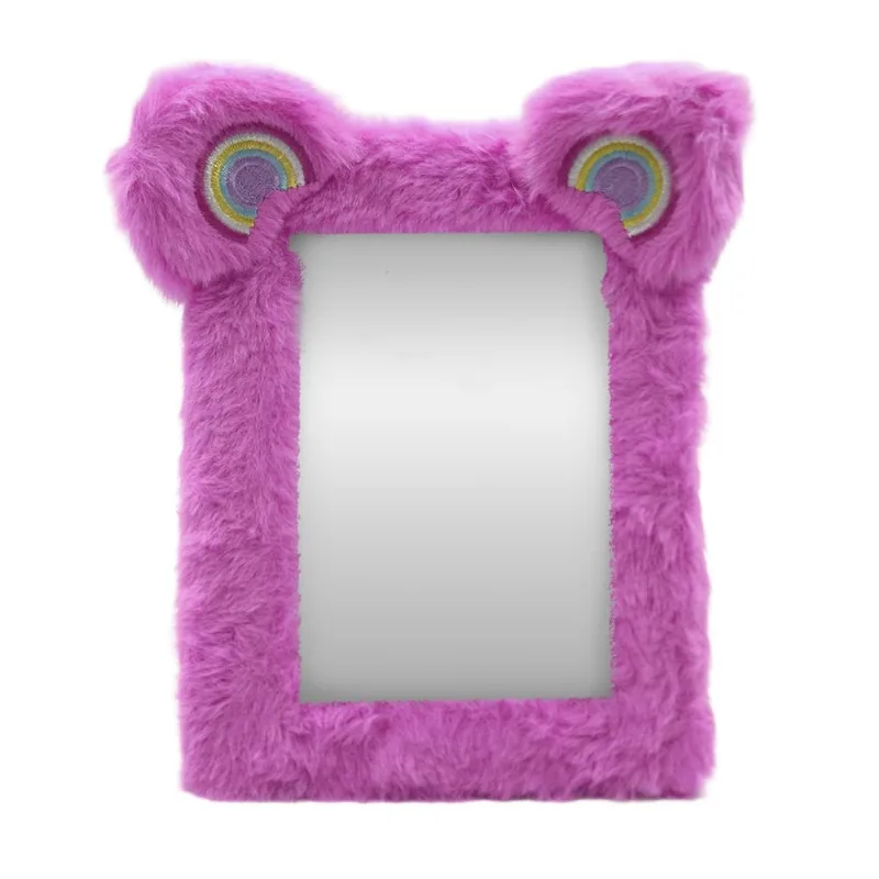 Espelho C/ Moldura Pelúcia 18cm em Vidro Interponte-Pink