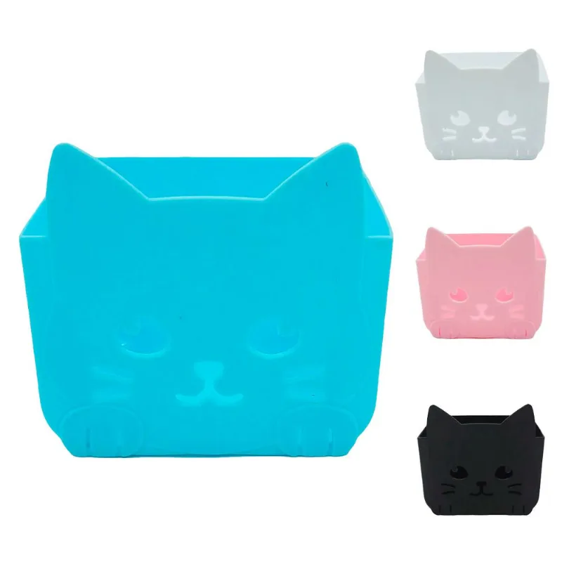 Organizador Multiuso Gatinho 9x9,5cm em Plástico Interponte-cores sortidas