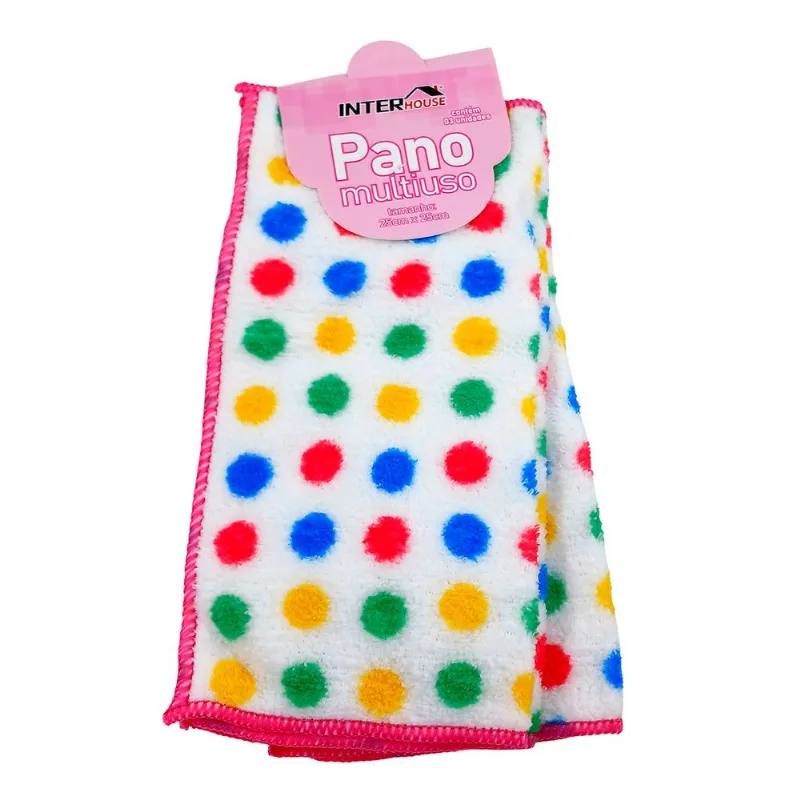 Jogo de Panos Multiuso 3 Peças 25cm em Poliéster Interponte-Rosa
